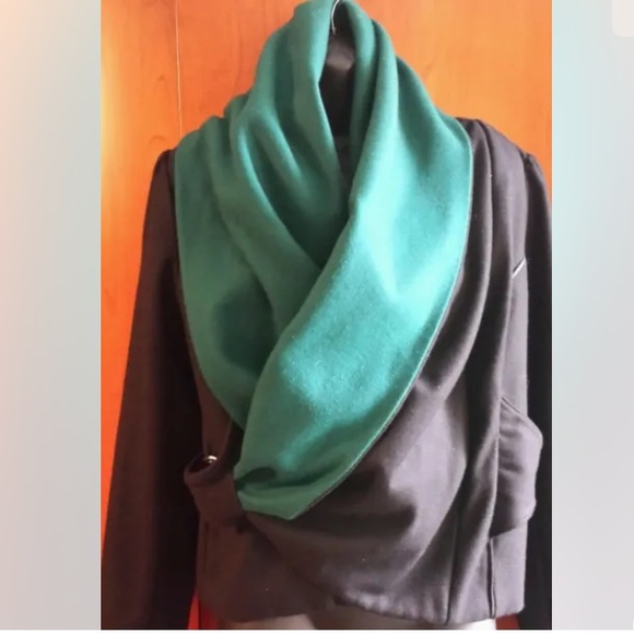 Ringspun English Designer Black Green Cross Front Contrast Collar Jacket Sz S - Picture 2 of 7